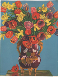 Vintage calendar art of flowers